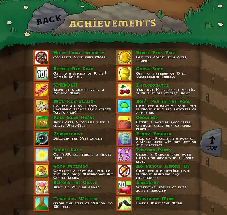 plants vs zombies achievements